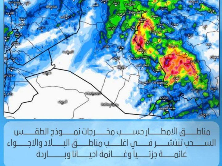 الانواء الجوية تحذر من موجة امطار وبرودة عالية خلال الايام القادمة